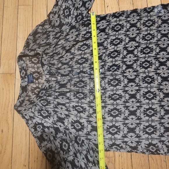 Faded Glory L (12-14) Black Combo Ikat Print Peasant Blouse Tunic Top - Picture 8 of 15